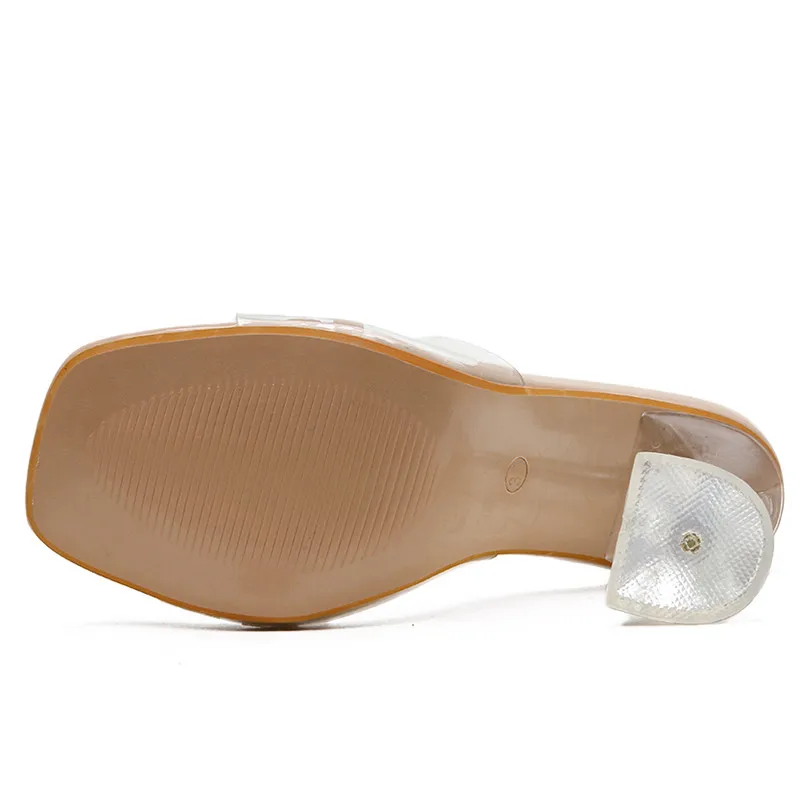 

Women Slippers 2021 Summer Fashion Women Sexy High Transparent Heel Sandal Diamond Bow Luxury Slides Ladies Casual Shoes