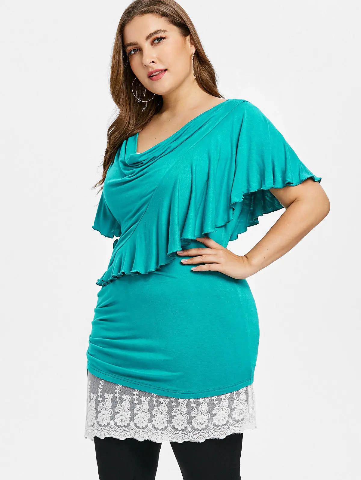 

Amazon eBay express wish new 2018 Europe and the United States summer large Ruili bag buttock slim women's top