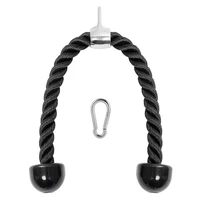heavy duty tricep rope 27in pull down fitness cable attachment machine coated nylon rope with snap hook