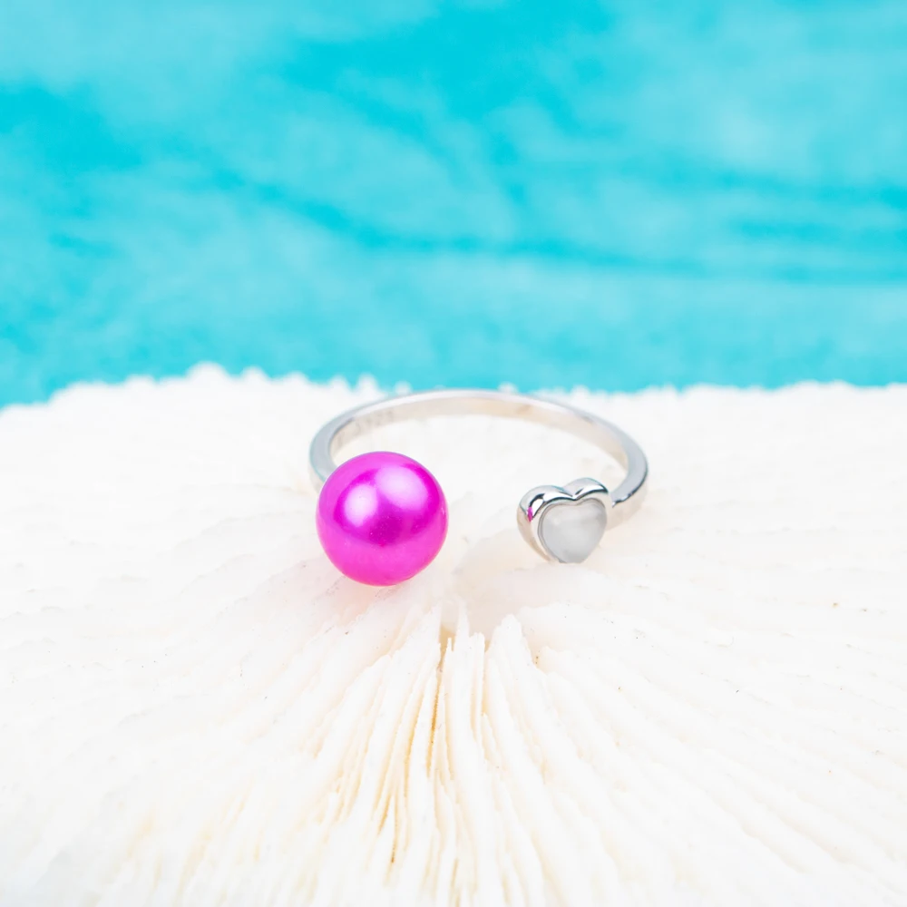 

R010711 Vermeerjewelry реальные 925 пробы Серебряное кольцо с натуральным пресноводным жемчугом для 7-9 мм Сердце Форма Открыть Регулируемые кольца для ...