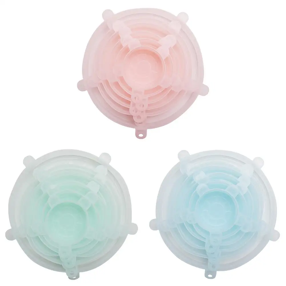 6 шт. силиконовые растягивающиеся крышки универсальная крышка силиконовая для