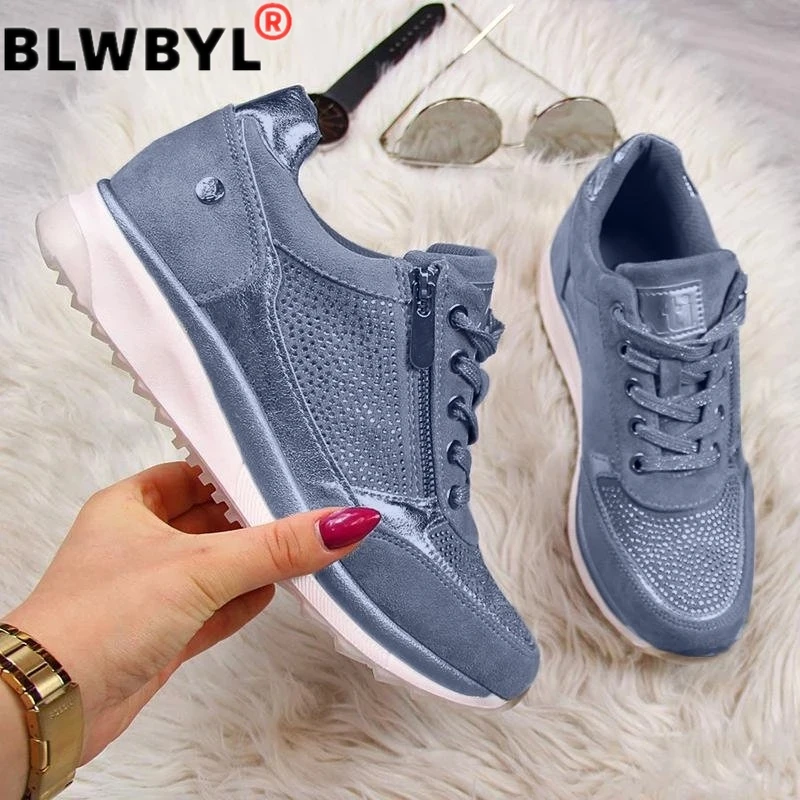 

New Women Shoes Gold Sneakers Platform Trainers Women Shoes Casual Lace-Up Tenis Feminino Zapatos De Mujer Womens Sneakers 2020