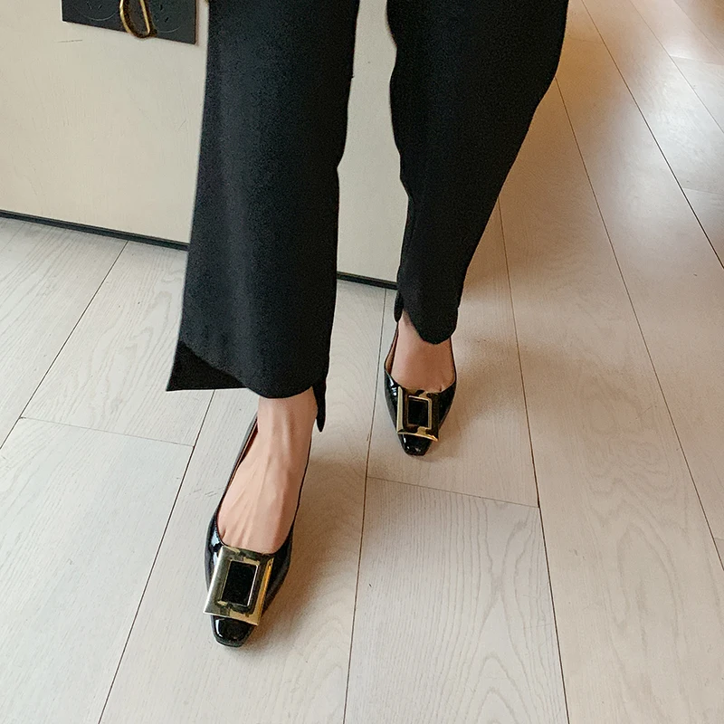 ZVQ Women Four seasons Fashion Leisure working Shoes New Style Square Toe Concise Comfortable ventilation Metal decoration