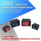 Кнопочный мини-Переключатель KCD1, 6 А-10 А, 250 В, KCD1-101, с защелкой, 10*15, 21*15 мм, черный, красный, белый, 10 шт.