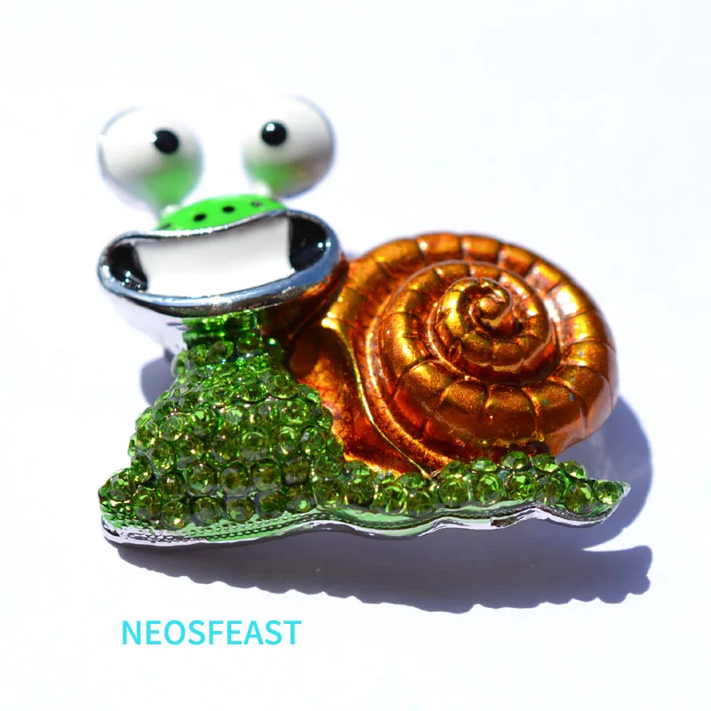 Милые эмалированные броши в виде улитки для женщин Стразы разноцветные женские
