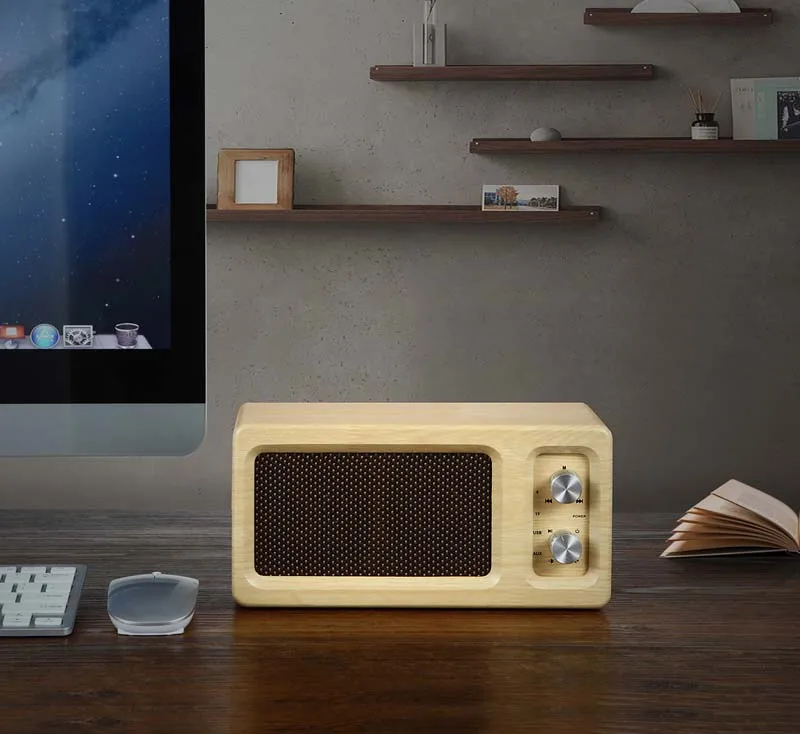 

Bluetooth-Колонка SMTPDT деревянная совместимая с сабвуфером, двойной динамик с поддержкой USB, TF-карты, AUX-плеера