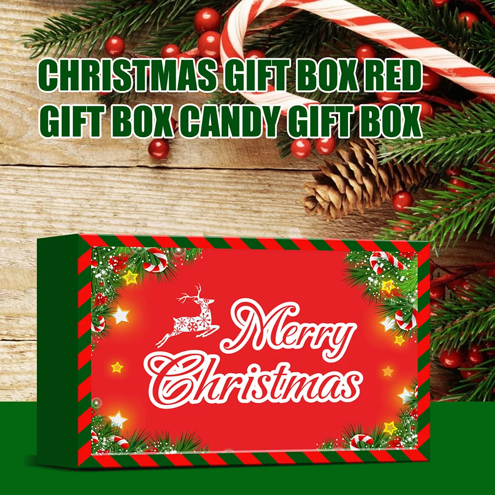 

10 PCS Christmas Gift Box Merry Christmas Packing Paper Box Cuboid Rectangular Seasonal Holiday Gift Supplies for DIY ALS88