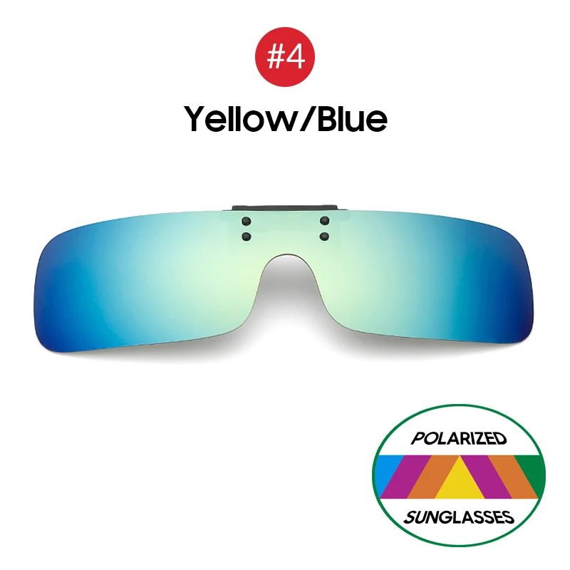 4 Yellow Blue VIVIBEE Siamese Мужские квадратные поляризованные очки с клипсой для ночного вождения с желтым поляризационным покрытием женские зажимы в виде солнцезащитных очков для близорукости - Цвет линз: 4 Yellow Blue