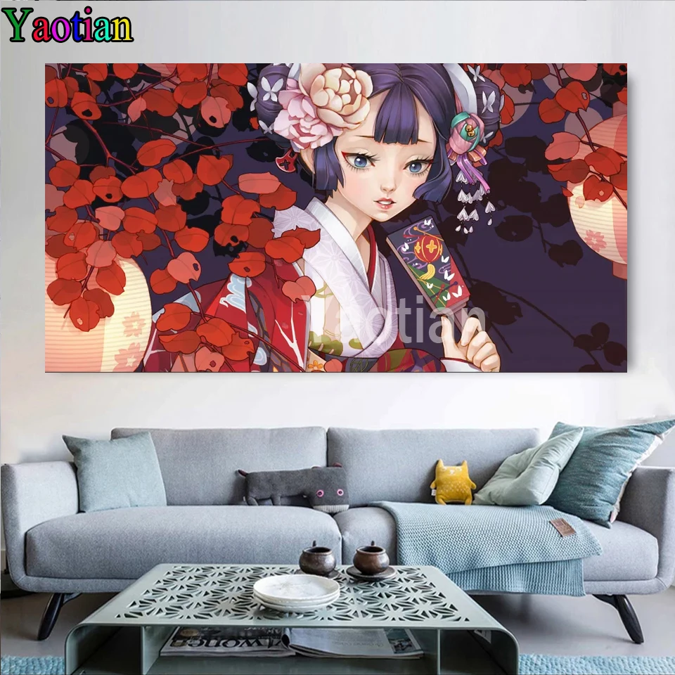 

Cartoon japanese girl Diamond Painting 5D DIY Full Square/round Diamond Embroidery Kit, Rhinestone Cross Stitch Home Decor