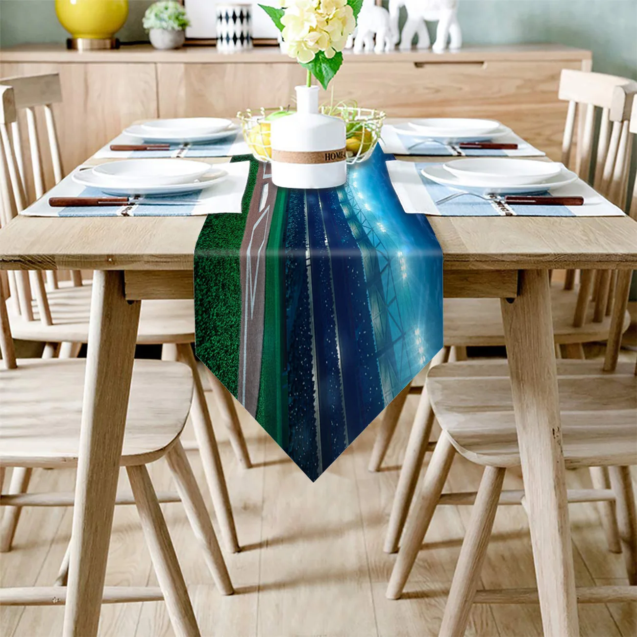 Baseball Field Stadium Match Cotton Linen Table Runner for Family Dinner Wedding Party Holiday Farmhouse Thanksgiving Christmas | Дом и сад