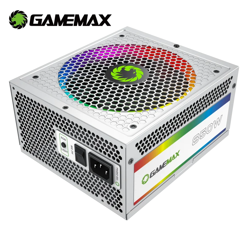Блок питания GameMax 850 Вт RGB для ПК полностью модульный блок 80 Plus Gold