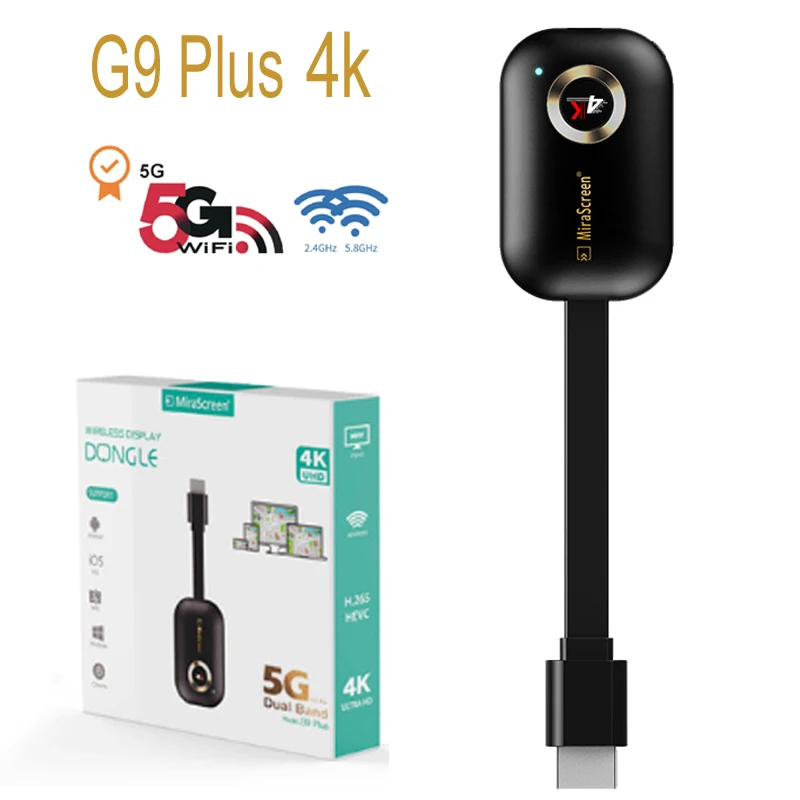Зеркальный экран Mirascreen G9 Plus 5G 2 4G 4K 1080P wifi беспроводной HDMI Miracast Android tv stick chromecast/Airplay
