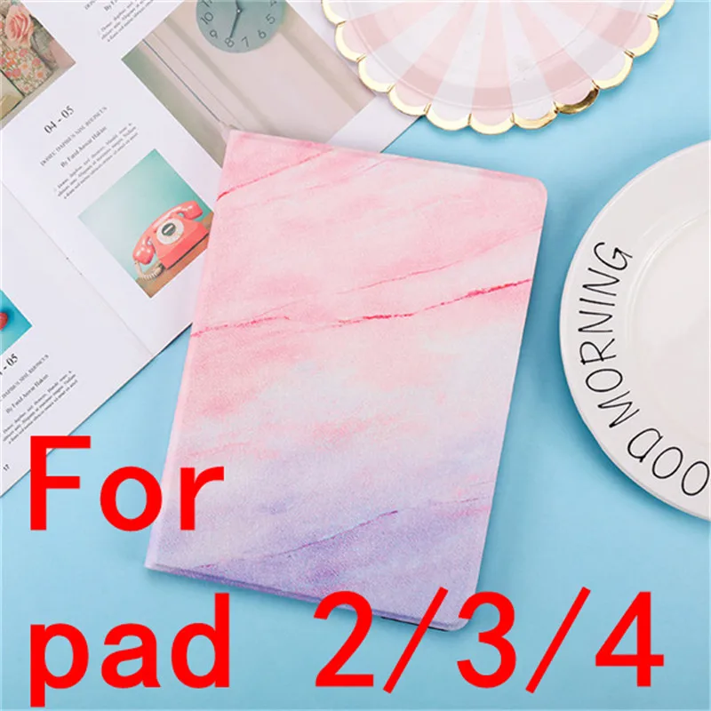 pink Для iPad 9,7 чехол A1893 планшетный чехол Мрамор из искусственной кожи смарт-чехол для iPad 2/3/4/5/6 Air 2 Mini 1 2 3 4 5 Funda - Цвет: pink