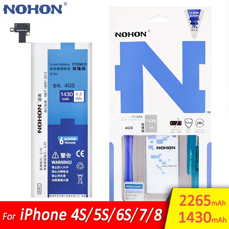 Оригинальная Аккумуляторная Батарея NOHON для iPhone Φ 5C 6S 7 8 iPhone8 iPhone7 сменная батарея
