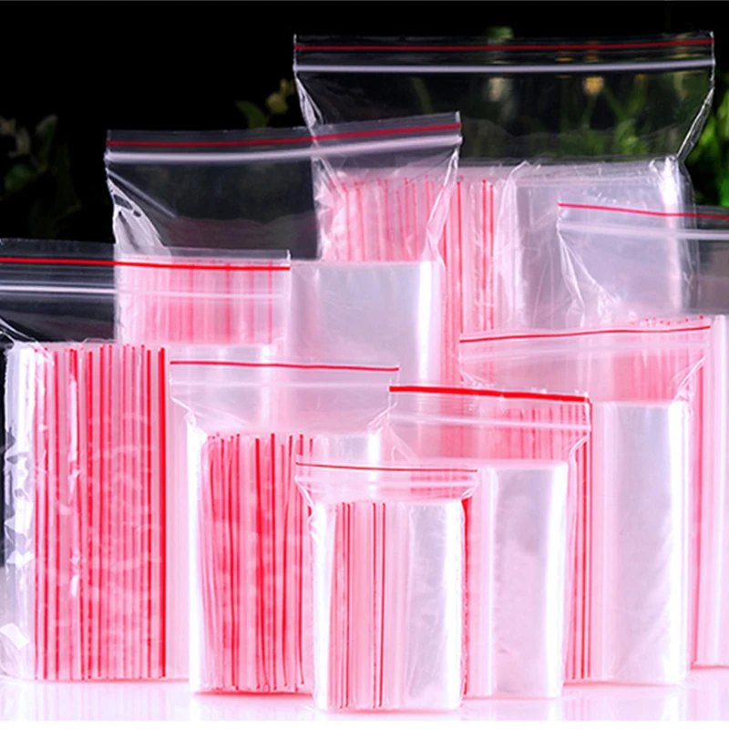 7 размеров 100 шт. прозрачные пластиковые пакеты с замком молнией 4x6 5x7 6x8 7x10 8x12 9x13 10x15