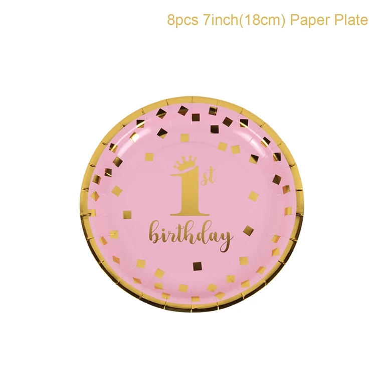 pink Banner PATIMATE 1st на день рождения первого мальчик гирлянда для маленьких девочек один год рождения баннер с днем День рождения Декор для дома я один овсянка - Цвет: pink Banner