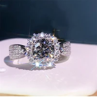 classic gypsophila inlaid with large zircon white crystal ring for women party weeding engagement cubic zirconia rings jewelry
