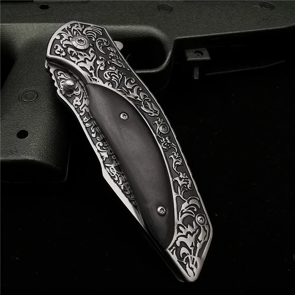 Складной нож карманный клинок 58HRC с деревянной рукояткой острый и прочный длина 21