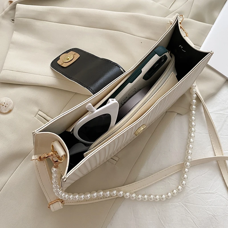 

Woman Handbags For Women Bags 2020 Fashion Pearl Shoulders Packet Messenger Female Small Square Bag Large Capacity bolsos