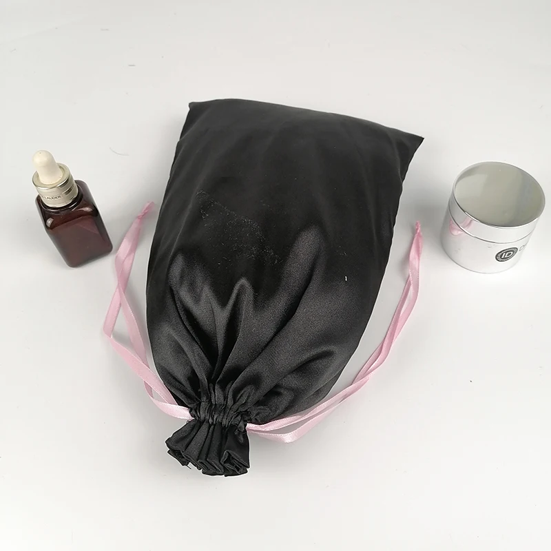

Custom Logo silk satin packing bags Hair Virgin Hair eyelash Underwear string bag 20pcs/lot