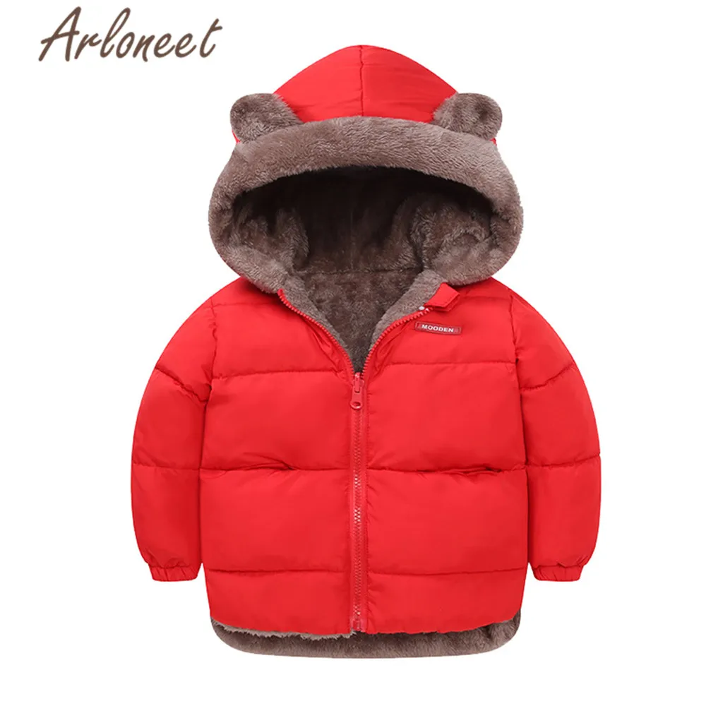 ARLONEET/пальто; пальто с капюшоном для маленьких девочек; зимнее плотное пальто для мальчиков; куртка на молнии; Верхняя одежда; детская парка; хлопковая ветрозащитная верхняя одежда