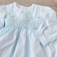 1 6y baby girls toddle blue cotton elegant handmade winter smocking spanish vintage little princess dress for wedding christmas