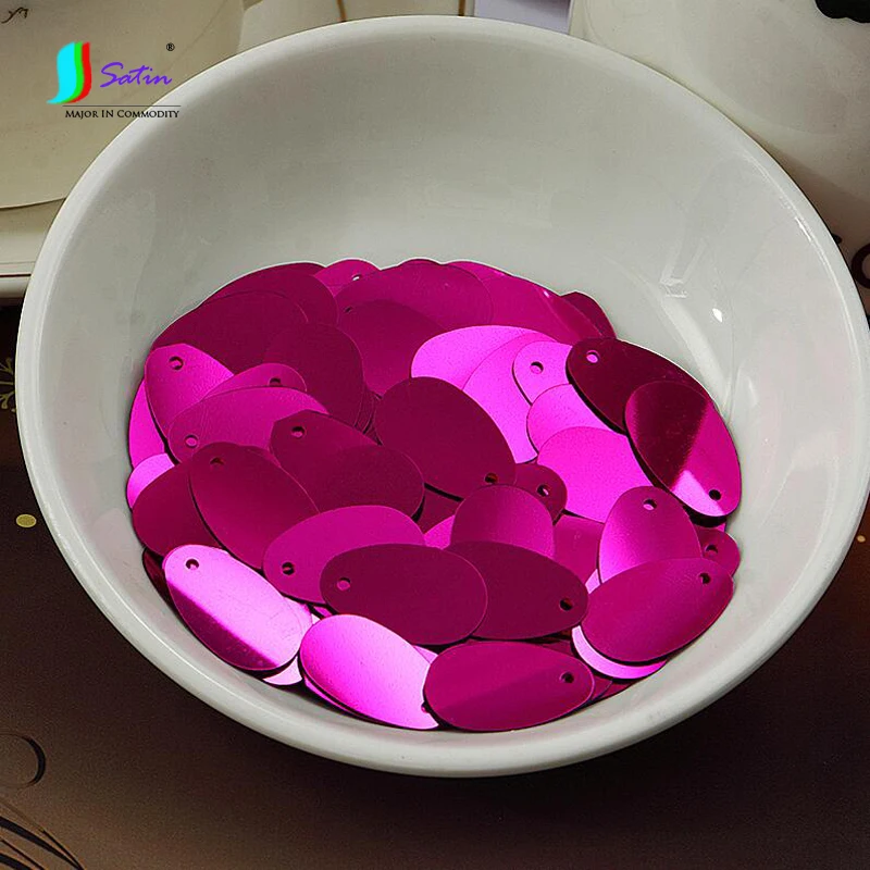 Большие овальные пайетки в форме яйца плоские из ПВХ с боковым отверстием одежда