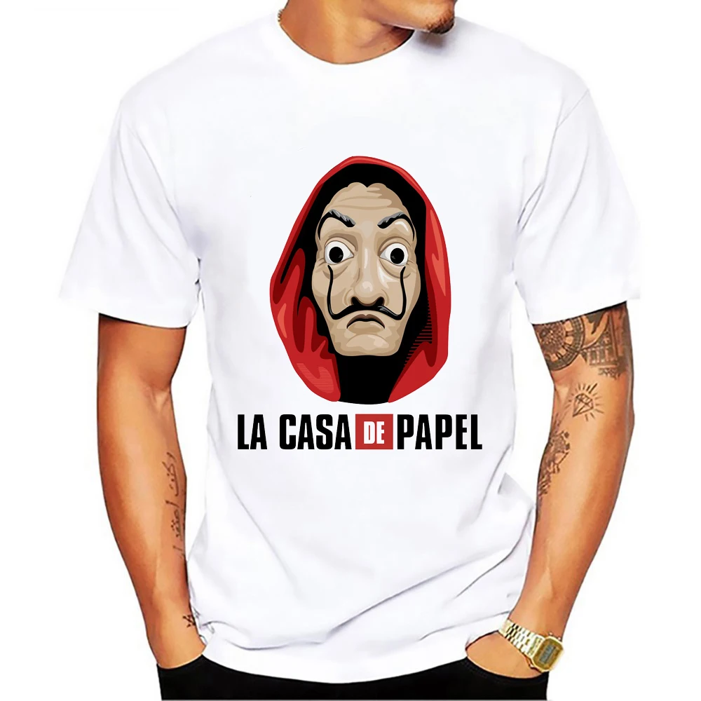 The House of Paper La Casa De Papel T shirt Movie Money Heist Funny Dali T-Shirt New Tv Show Series Casual men vogue Summer tees | Мужская