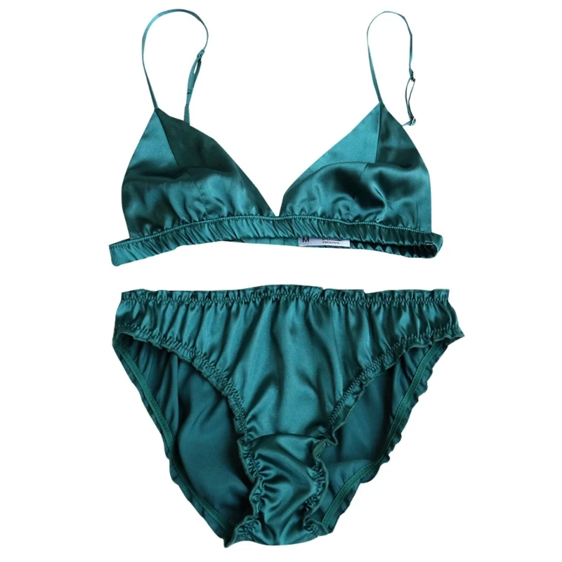 Women Strappy Bra Low Waist Thongs Thin Triangle Bikini Set Two-piece Swimsuit X3UE