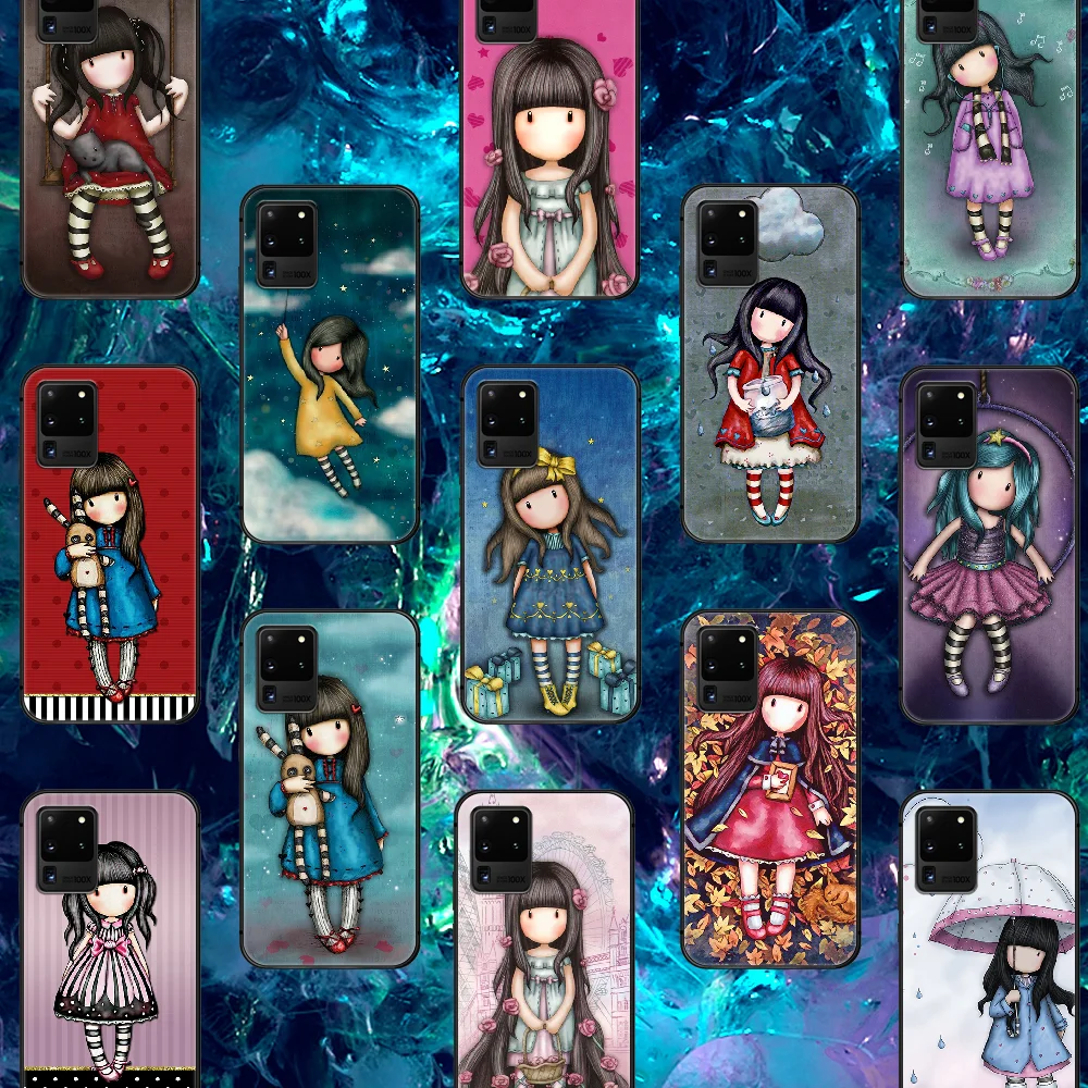 

Santoro Gorjuss Cute Cartoon Girl Phone Case For Samsung Galaxy Note S 8 9 10 20 Plus E Lite Uitra black Coque Luxury Hoesjes