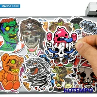 100pcs skull zombie mixed horror dark style waterproof decals stickers pack for diy phone laptop luggage skateboard pad moto car