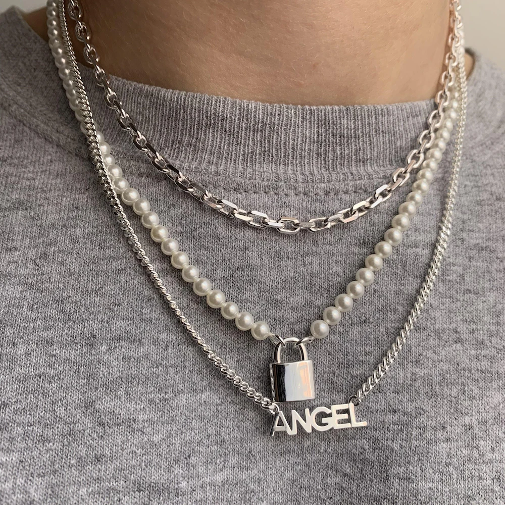 

Cuban Chain Angel Bith Fk Women Necklace,Stainless Steel Gold Choker Chain Necklaces Pendant Women Birthday Gift Jewelry