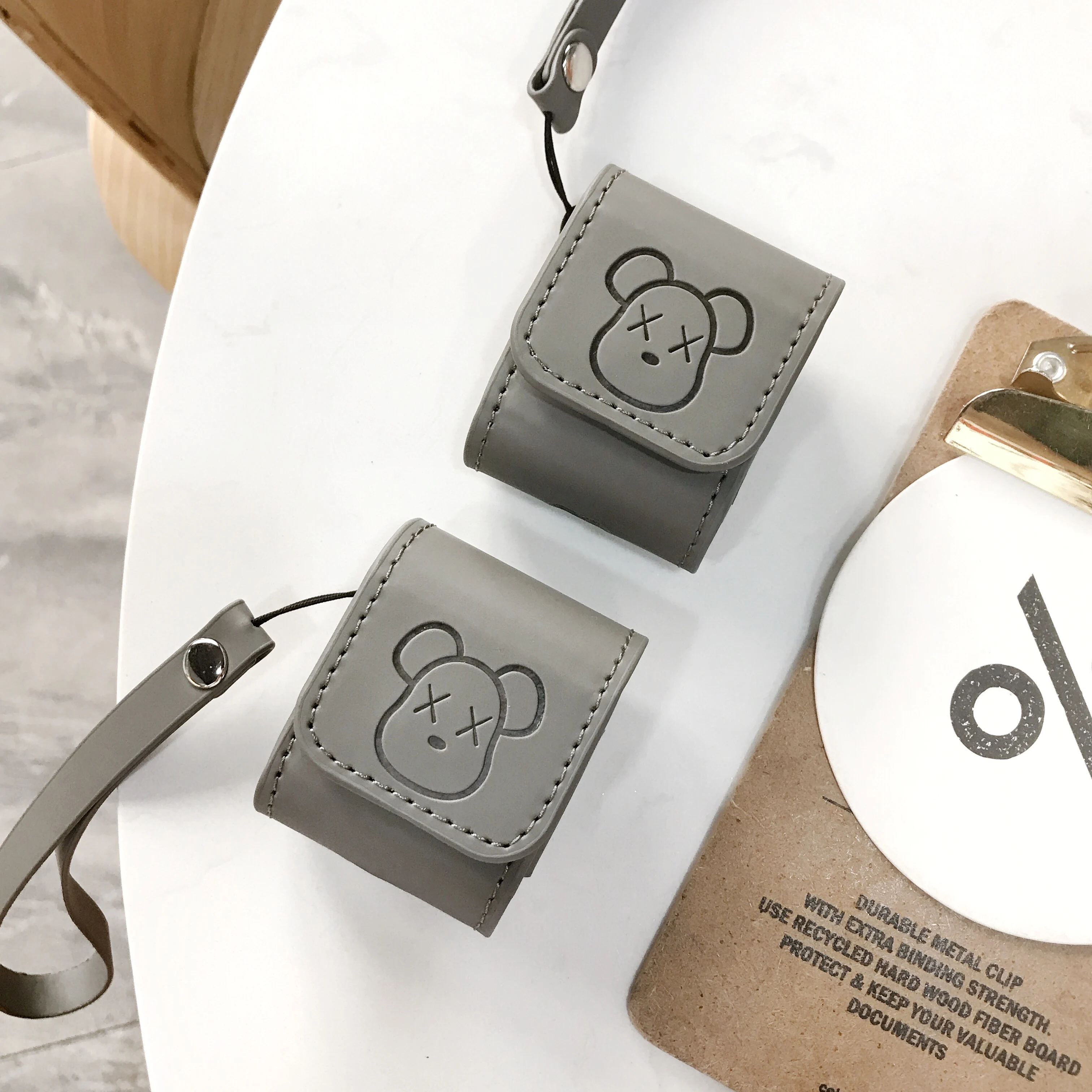 Роскошный чехол с мультяшным рисунком для AirPods 1 2 Кожаный противоударный кожаный