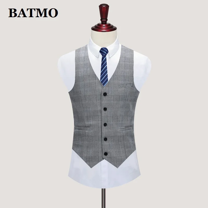 

BATMO 2020 new arrival high quality smart casual plaid suits men,men's wedding dress,jackets+pants,LJT801