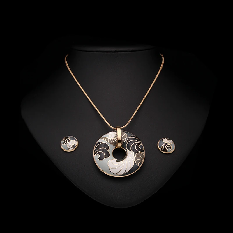 R& X модные ювелирные изделия из эмали подарок вечерние Mariage Joyas ожерелье/серьги сверкающие колье комплект юбилей для женщин свадебные Дубай 22