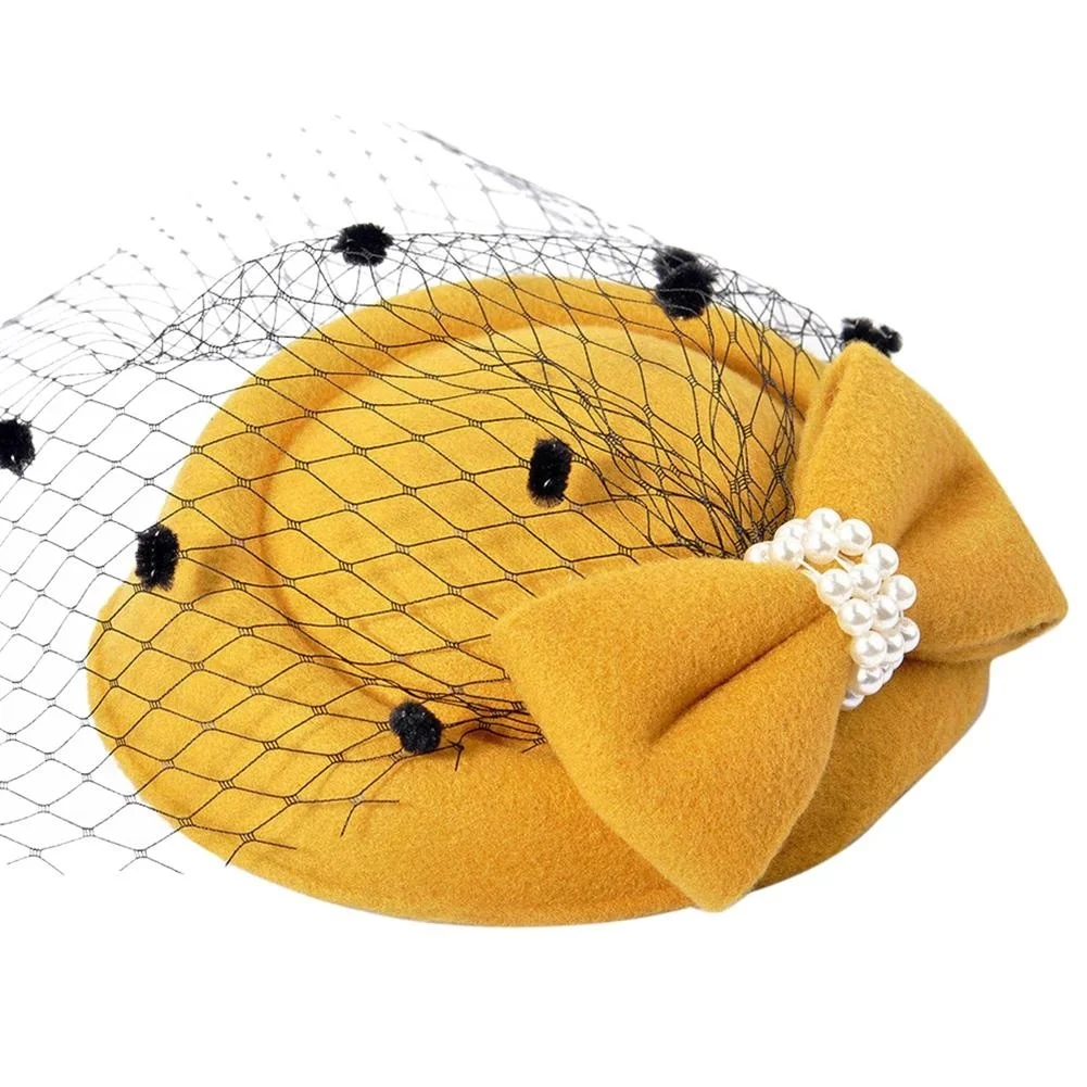 Лидер продаж винтажная однотонная женская Шляпа Дерби из искусственного жемчуга