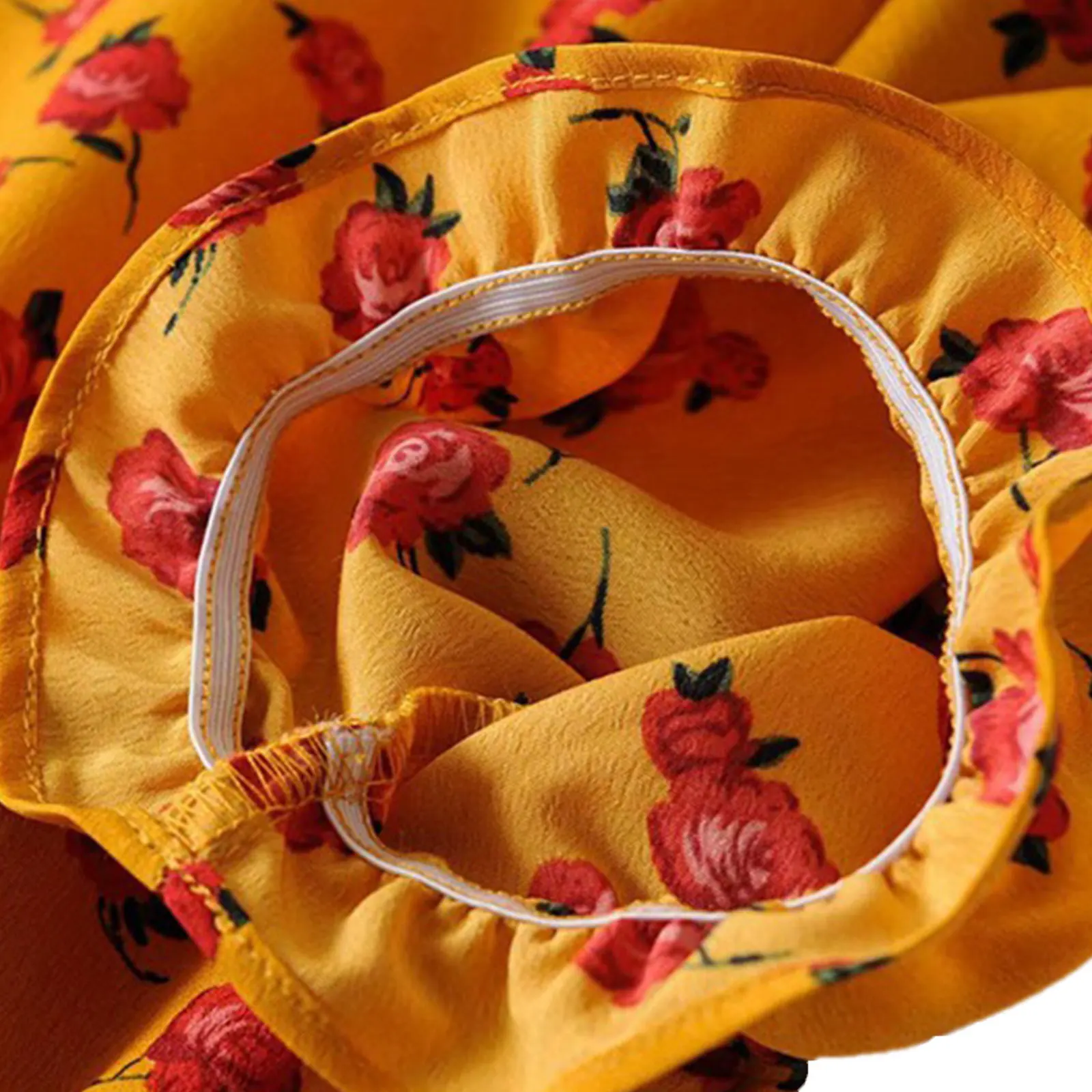 

Female Tops Girls Flower Print V-Neck Short Sleeve Pullover Short Blouse for 2021 Summer Autumn S/M/L