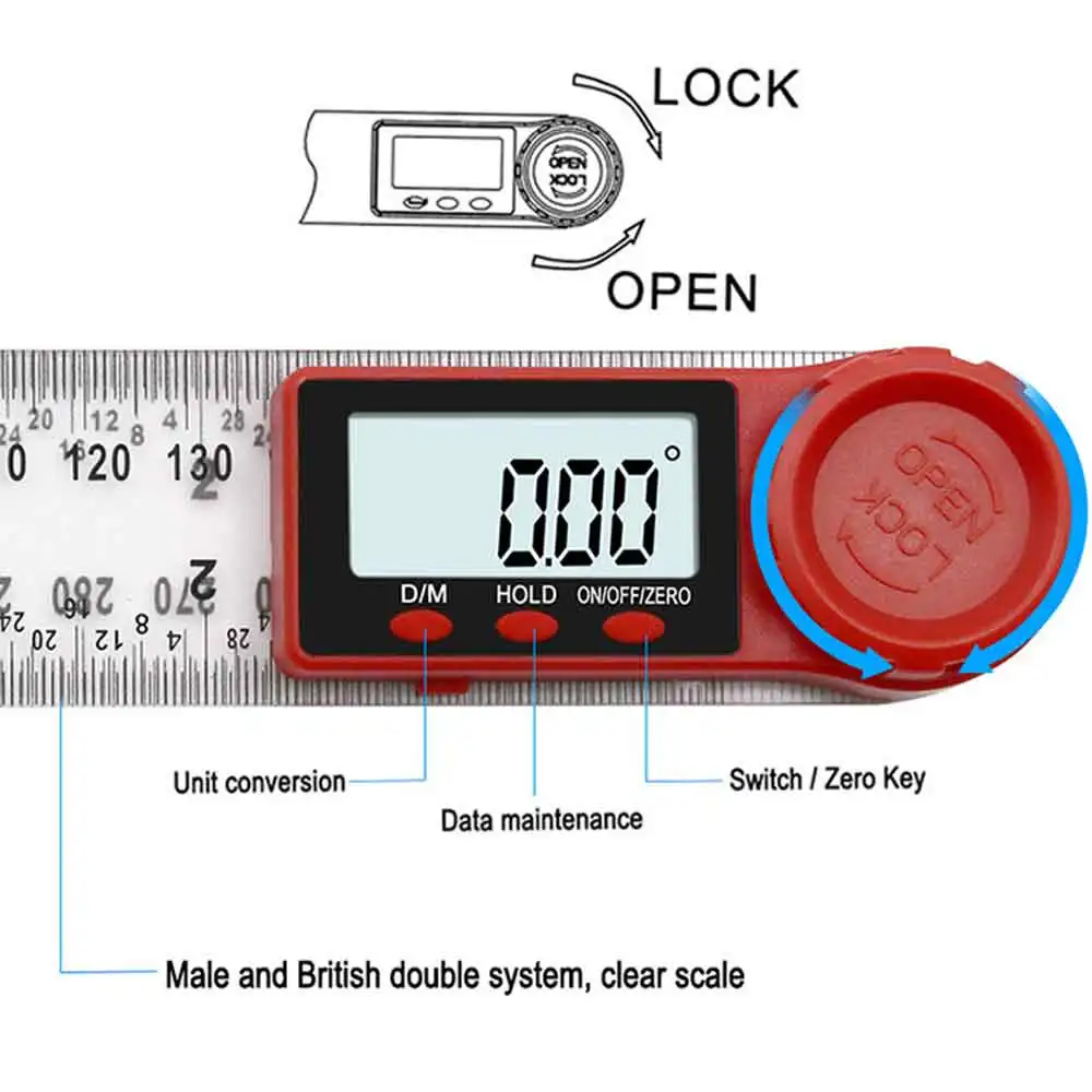 

Digital Angle Ruler Electron Goniometer Protractor Inclinometer Angle Finder Measuring Tool Stainless Steel Angle Ruler 0-200mm