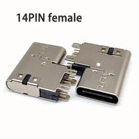 2pcs 5pcs type c 14 pin plug in dip power strip mount high quality female 90 degrees usb 3 1 charging port jack socket connector