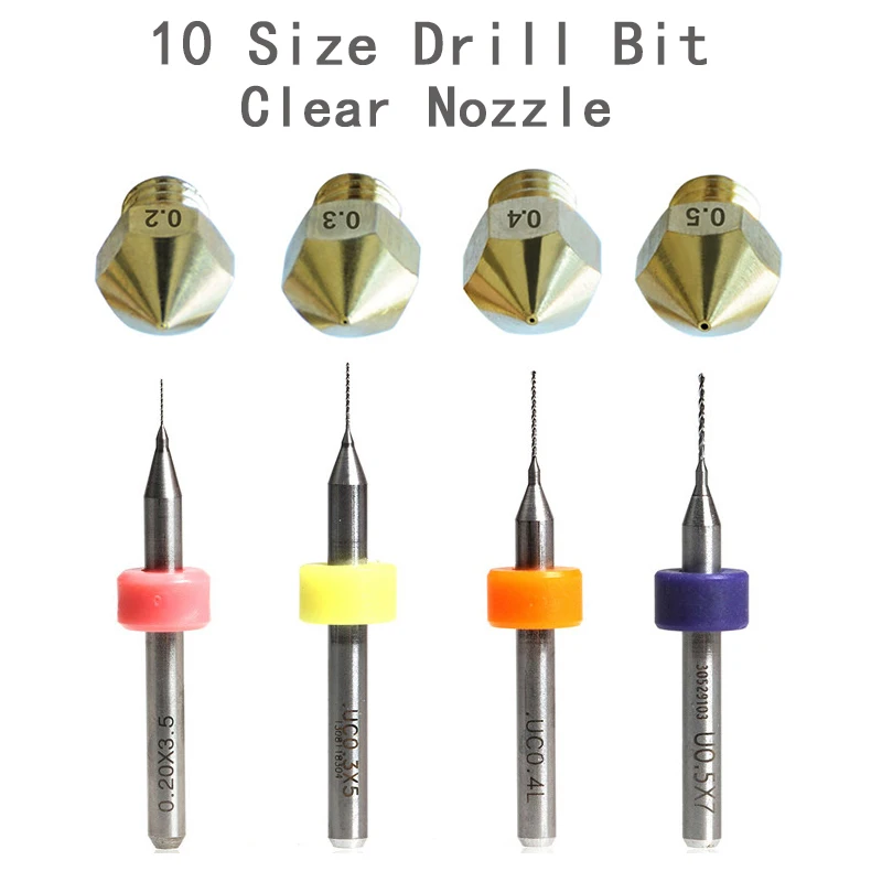 

TRONXY 3D Printer Accessories Nozzle Clearance Tools 0.1mm-1.0mm 10pcs/lot block clear up drill 3D Printer Parts