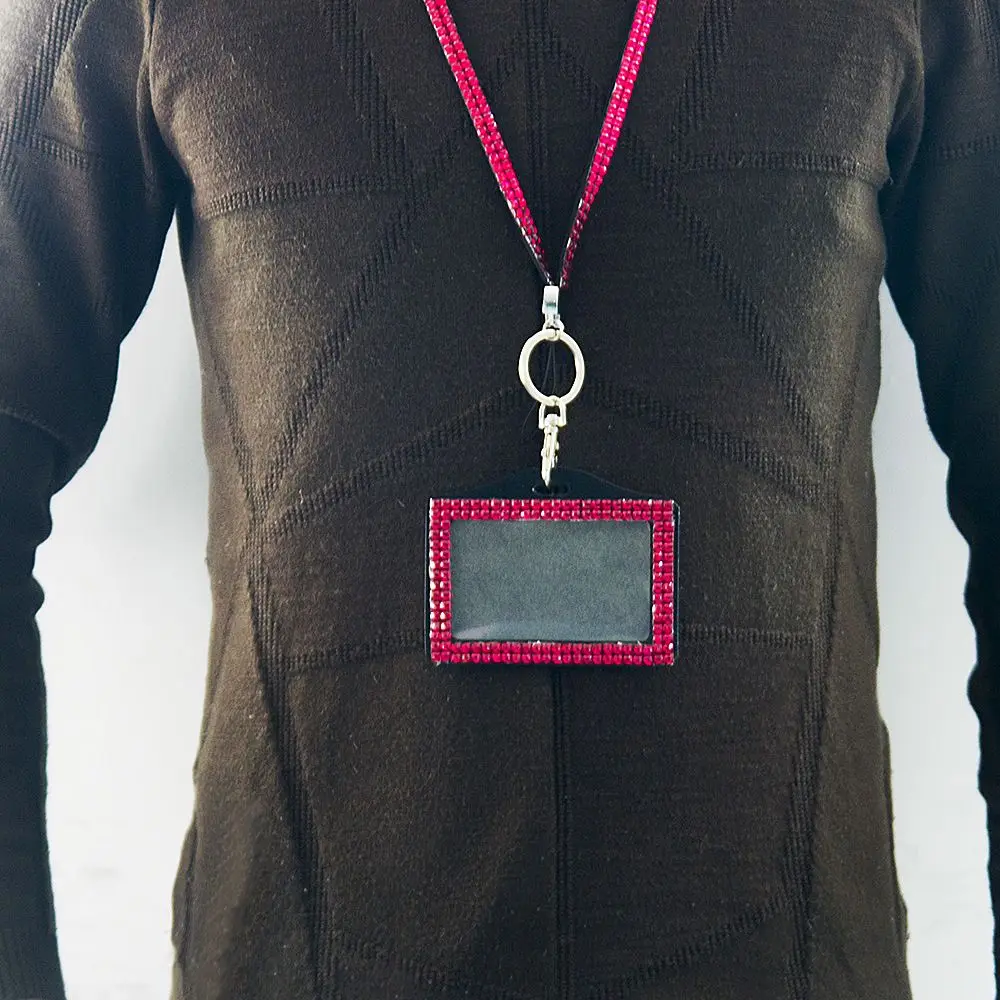

1pc Kawaii Card Holder with Lanyard Inlaid Rhinestone Badge Holder Employee ID Card Bus Card Holder Badge Holder Badge Reels
