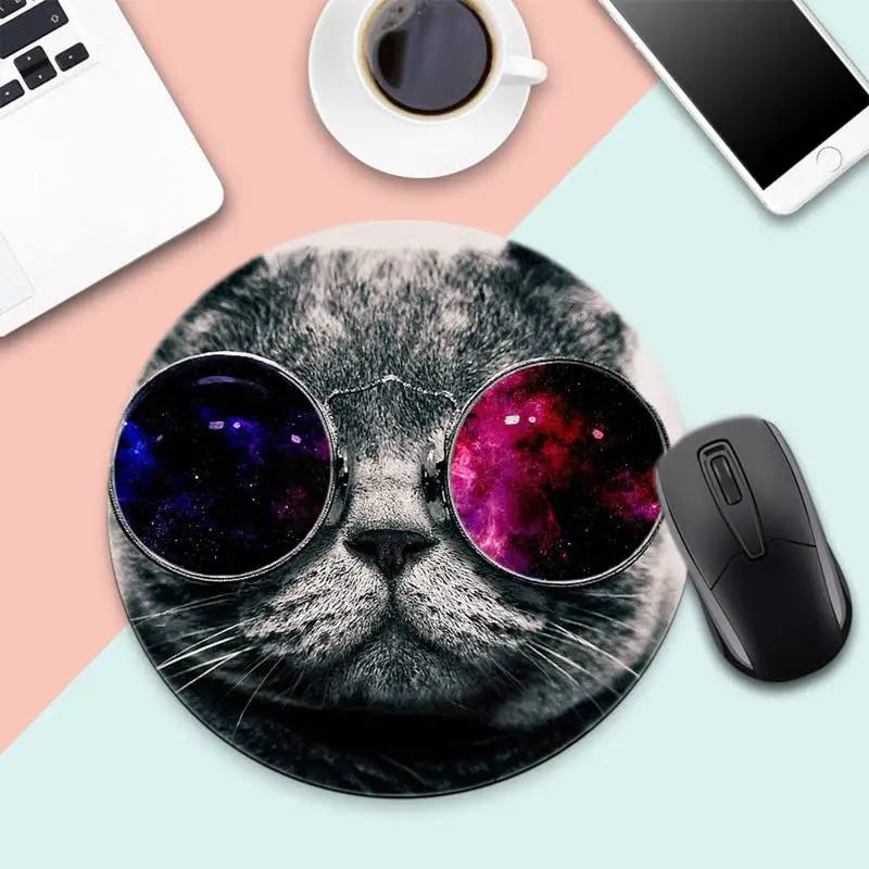 

cat Keyboards Mat Rubber Gaming mousepad Desk Mat Round Non-slip Cushion