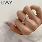 Элегантное жемчужное кольцо LIVVY с камнями, эластичные кольца с улыбкой для женщин, модное многослойное Бисероплетение, регулируемый размер, высококачественные ювелирные изделия, подарки