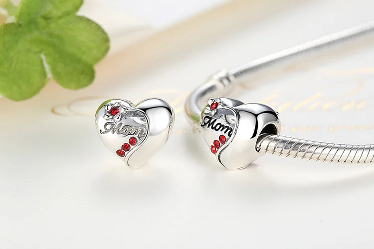 Fit Pandora браслет 925 серебро подарок матери сердце фруктовые бусины DIY S925 Любовь Мама арбуз амулеты "Клубника"