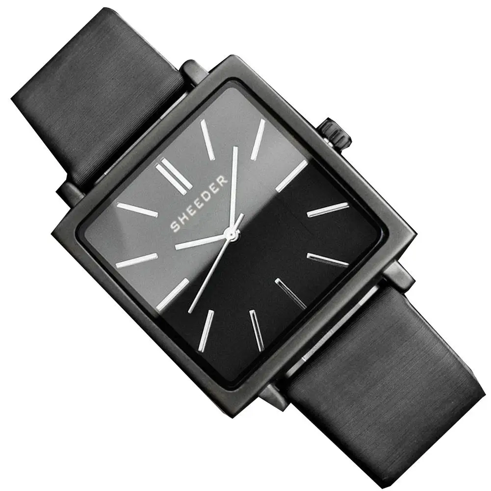 

Women's Watches Fashion Vintage Square Dial Quartz Analog No Numbers Business Wrist Watch Gift Ladies Designer Watch Black White