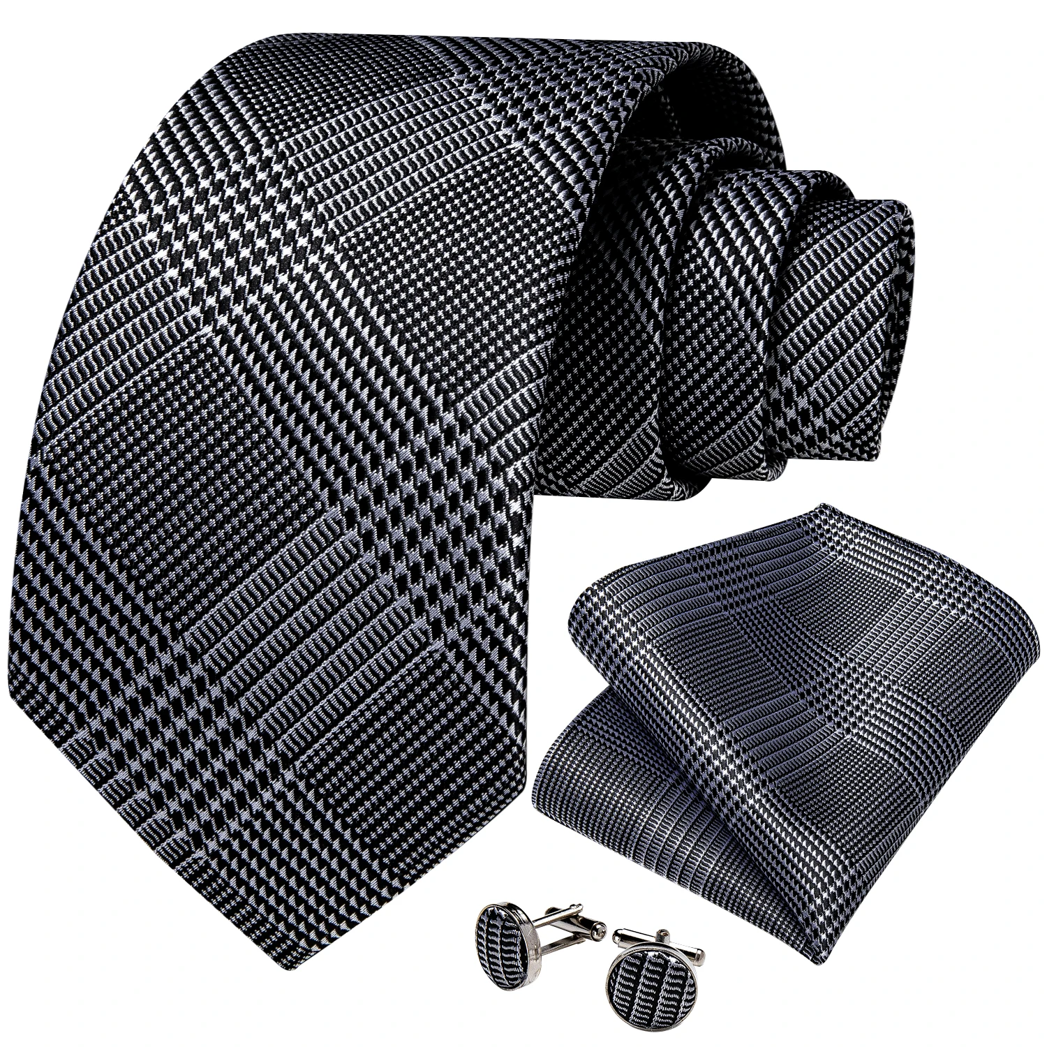 Хаундстут черный серебристый роскошные шелковые галстуки для мужчин деловые