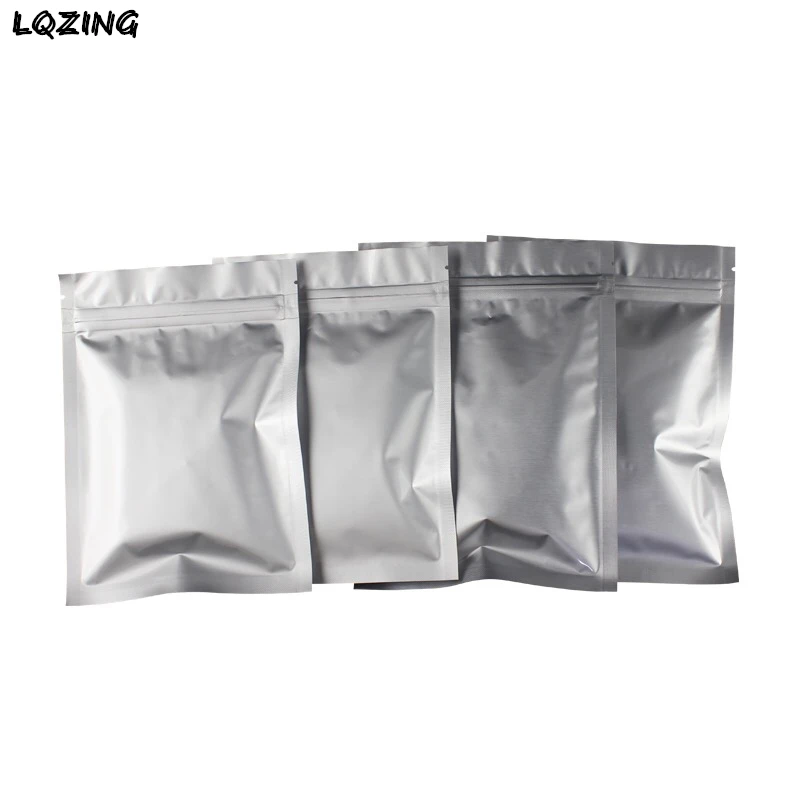 

SIZE 10*15cm Silver Aluminum Foil Bags Zip Lock Package Bag Food Grocery Mylar Ziplock Plastic Package Valve Bags 100pcs/lot