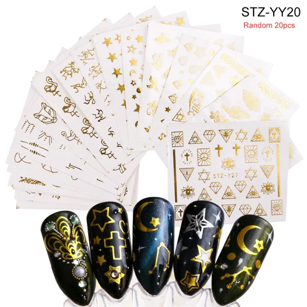 STZ-YY20 20pcs Набор наклеек для ногтей переводные наклейки для воды смешанный дизайн цветок животное слайдер для маникюра ногтей украшение татуировки Советы LA830 - Цвет: STZ-YY20 20pcs