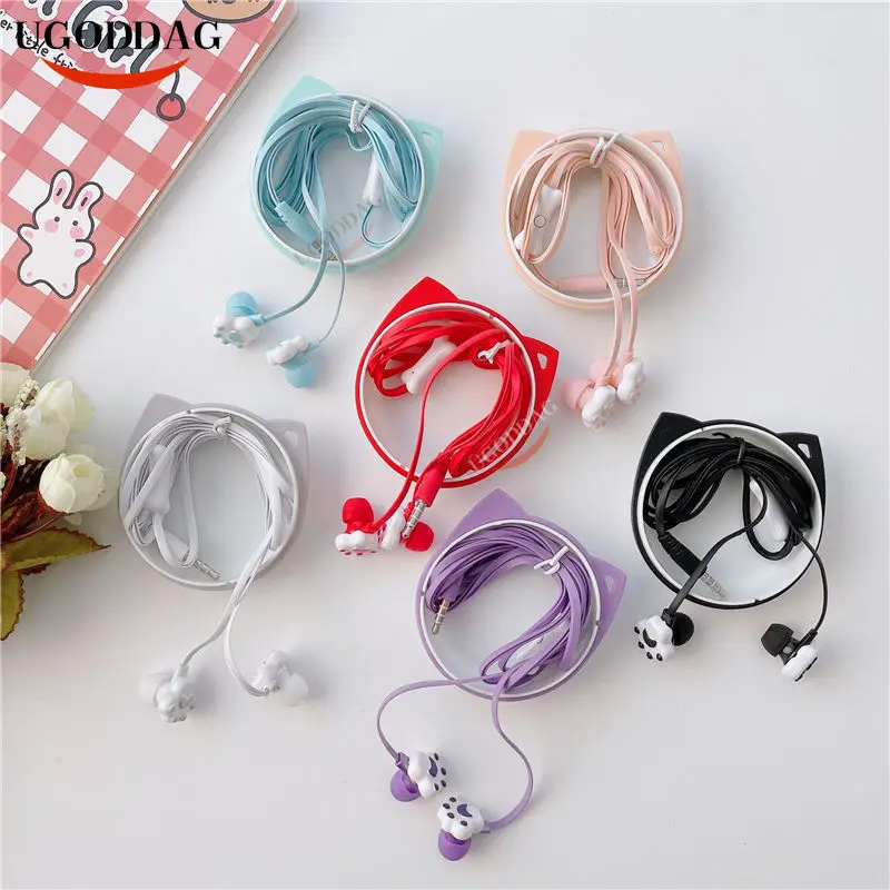 Новые наушники с милыми кошачьими лапами проводные контролем провода для детей