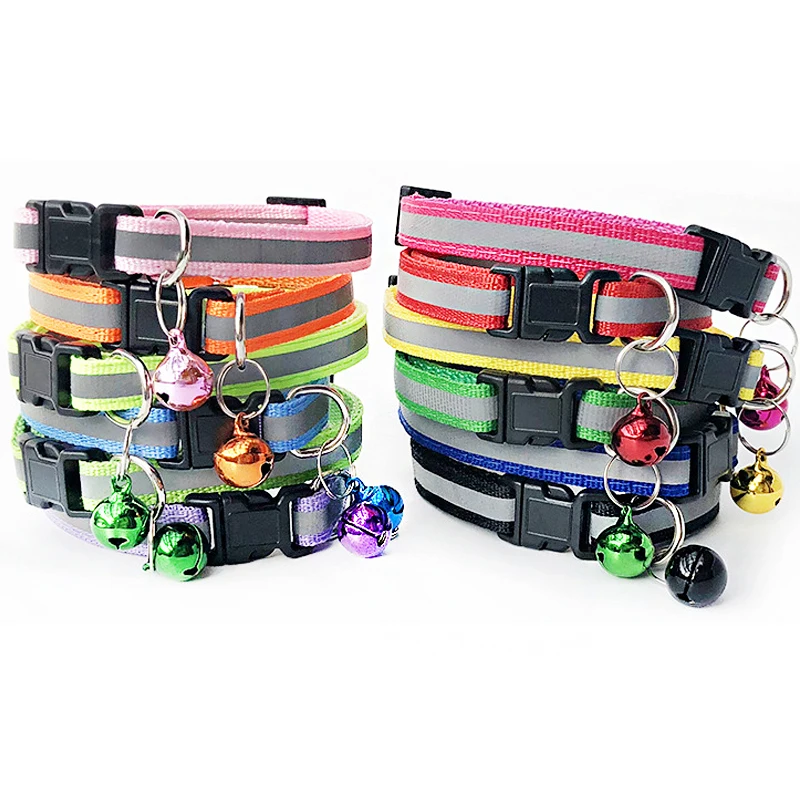 Светоотражающий нейлоновый ошейник для питомцев регулируемый безопасный кошек